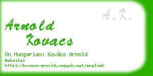 arnold kovacs business card