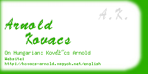 arnold kovacs business card